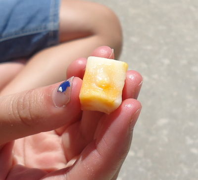 cheese melted with magnifying glass