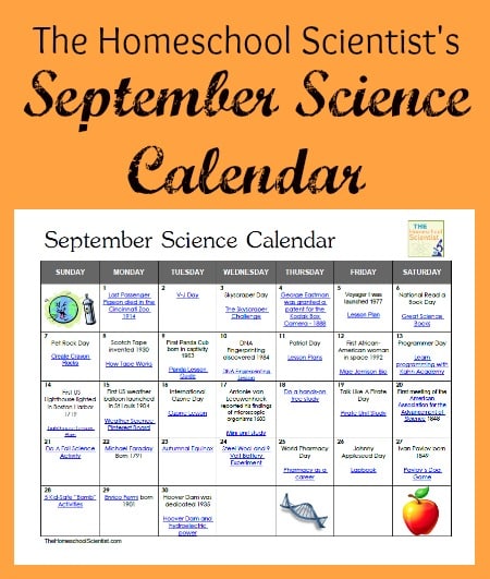 September Science Calendar - TheHomeschoolScientist.com