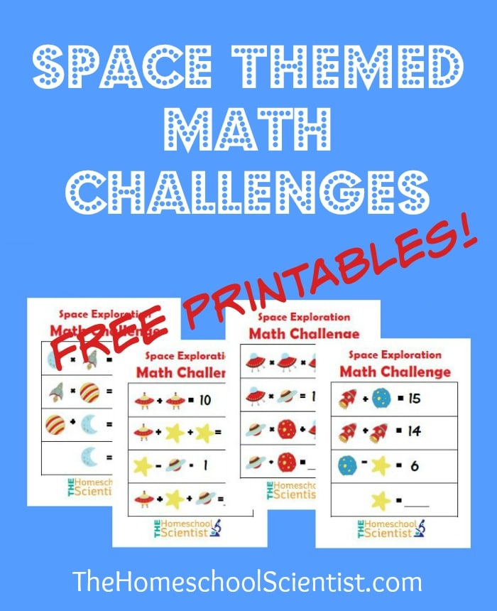 Space themed math challenges - math printables