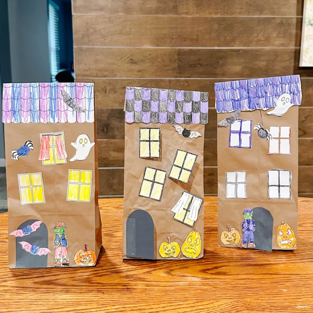 Paper Bag haunted House Halloween craft