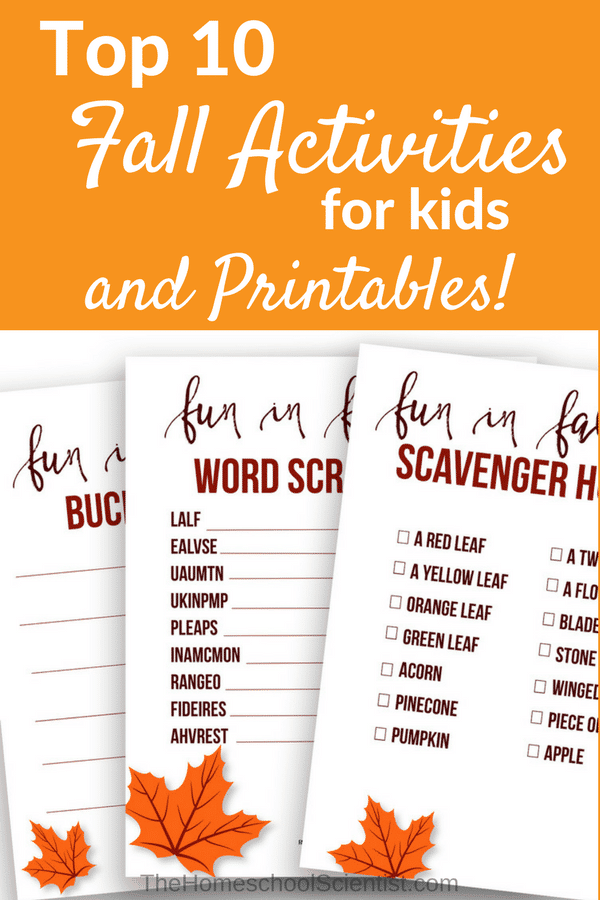 Top 10 Fall Activities For Kids and fall printables - The Homeschool Scientist