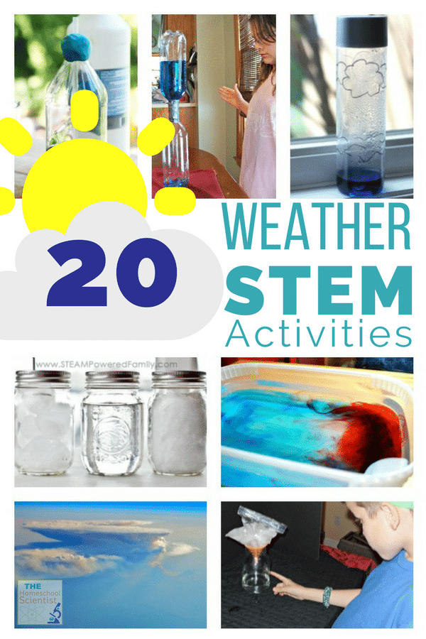 Explore weather phenomena through experiments and other activities with hese 20 weather STEM activities for multiple grades from clouds to hurricanes