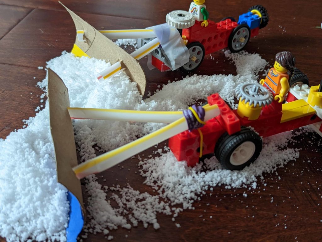 STEM Activity for kids, elementary age, middle school, or high school age. Build a snow plow and test different features. Who can make the strongest shovel? Who can make the best attachment mechanism. This is a super-easy, but FUN STEM challenge that uses common household or craft materials. Ideal for homeschool or classroom use #homeschool science #STEM