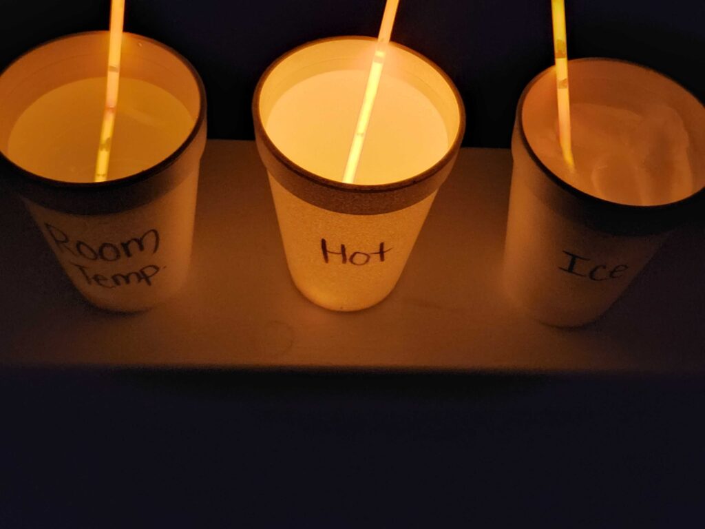 glow stick experiment with worksheets