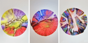 coffee filter painting showing the capillary action