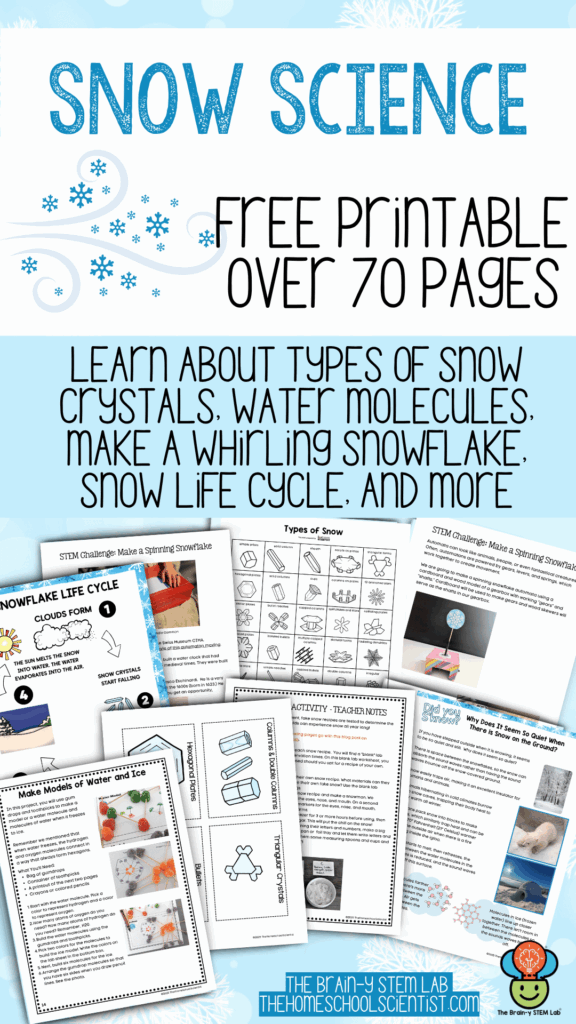 snow science unit with printable lesson