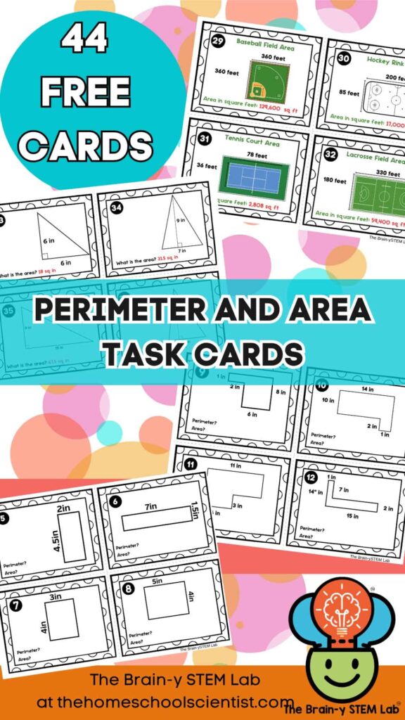 free homeschool math worksheets area and perimeter task cards